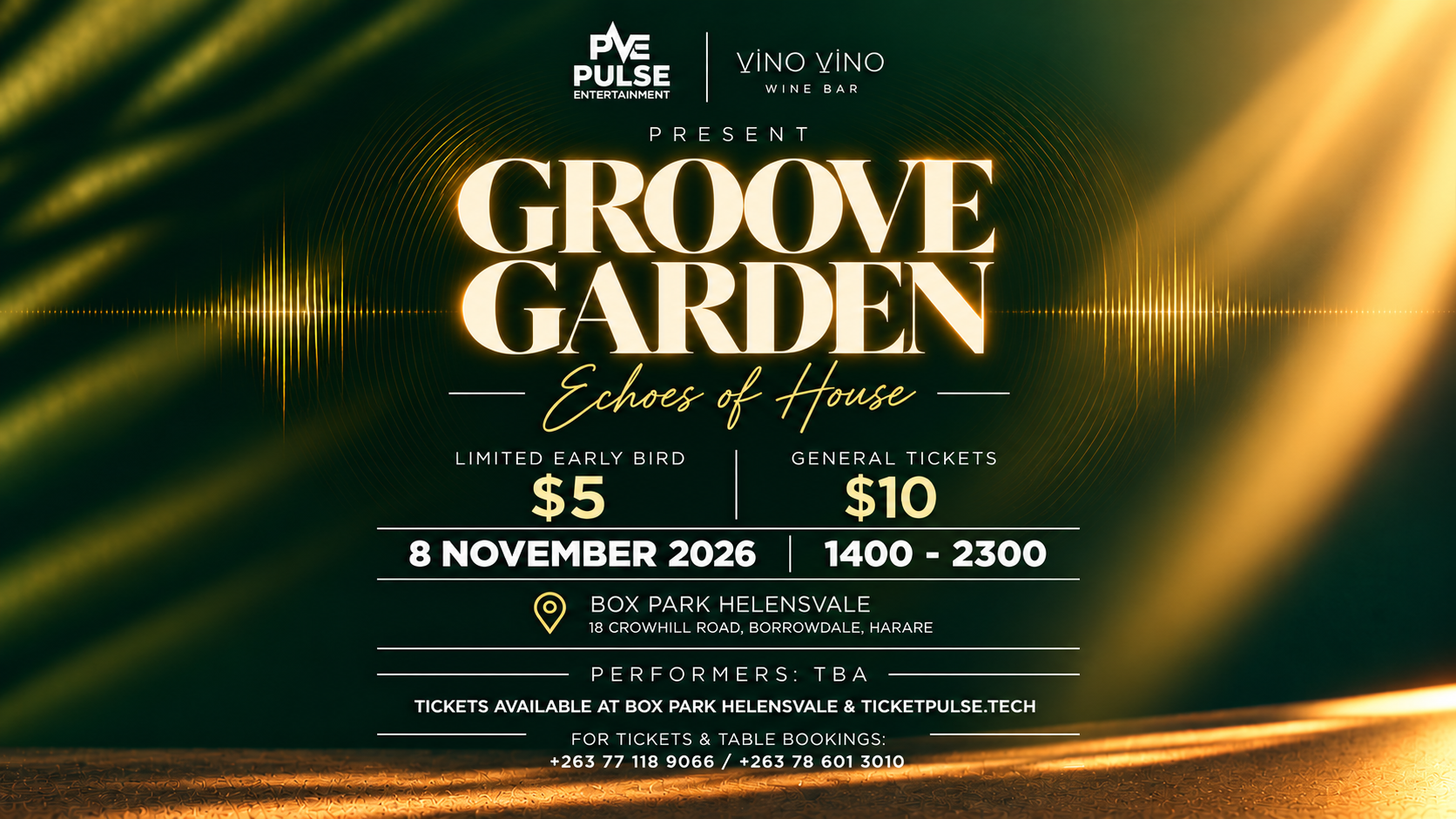 Groove Garden — Echoes of House event at Box Park Helensvale, Harare